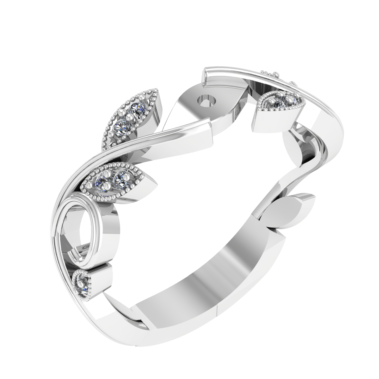 FLORAL ACCENTED  0.00mm x 0.00mm PEG COMPATIBLE ENGAGEMENT RING